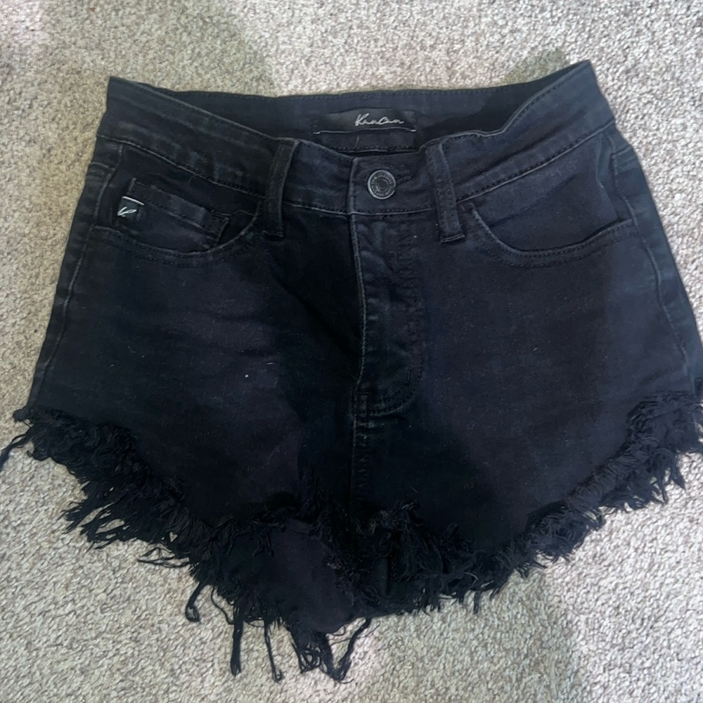 Black frayed shorts